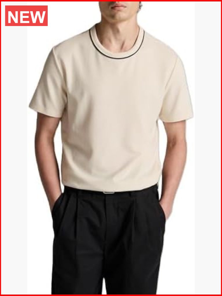 Tipped Pima Pique Short Sleeve Crew Neck Men's T-Shirt